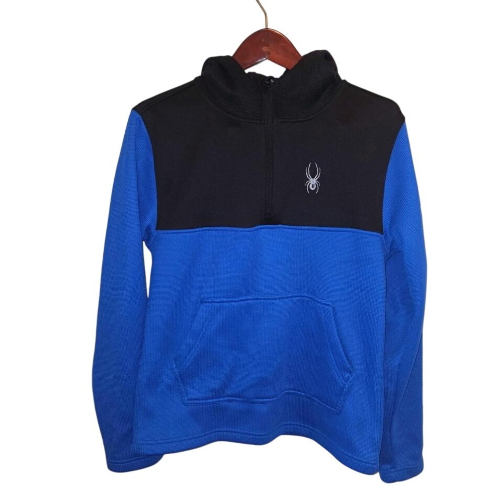 Spyder Pullover Sweatshirt Quarter Zip Athletic Pullover Top Blue Black S - Picture 1 of 6